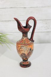 Vintage Greek Style Decorative Wine Jug  Hand Painted Urn Pitcher  9' Tall