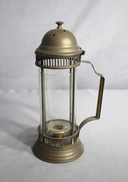 Antique Nightingale Brass Candlestick Lamp With Glass Cylinder