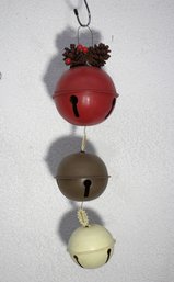 18' Hanging Holiday Jingle Bell Decoration - Red, Brown, And Cream