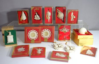 Group Lot Of Lenox Porcelain Christmas Ornaments - Collectible And Elegant