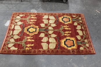 Turkmenistan Tribal Area Rug - 58' X 37' - Rich Red And Floral Motif