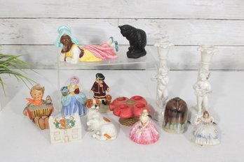 Mixed Vintage Figurine Group Lot  Porcelain Dolls, Animals, Candlesticks & Decorative Collectibles