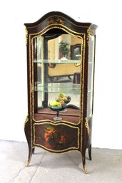 Vintage Hand-Painted Glass Display Cabinet With Missing Front Glass