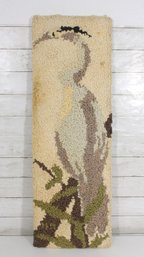 Vintage Hand-Hooked Rug Wall Hanging  Abstract Figure / Folk Art Textile  34' X 12'