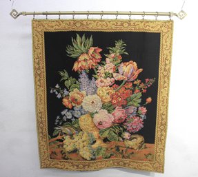 Vintage Floral Tapestry Wall Hanging - Ornate Baroque Design   51' X 57'