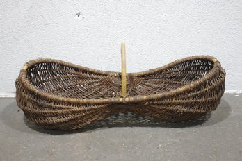 Vintage Woven Willow Basket With Handle