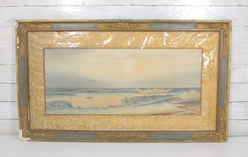 Allen Fontaine (American, 18611962) Signed Seascape Painting  Antique Framed Coastal Scene  21.5' X 37.5'