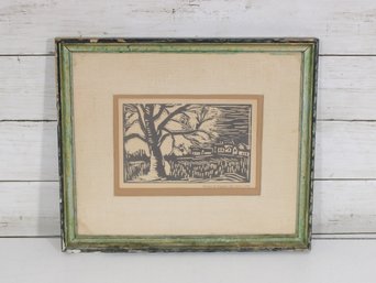 Maurice De Vlaminck Woodcut The Winter 1928  Framed Print  11' X 13'