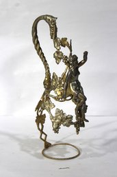 Antique Silver-Plated Decanter Holder - Bacchus Vine Design (No Bottle)
