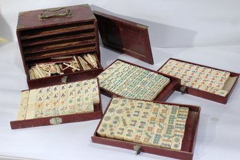 Vintage Mah Jong Set With 5 Drawers -(missing A Few Tiles )