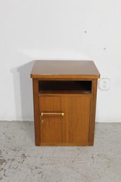 Mid-Century Walnut Nightstand With Brass Handle  24.5'H X 20'W X 16'D