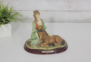 Vintage Mirella Collection Lady & Pony Resin Figurine  Peggys Collection  Victorian Style Display  7.5'