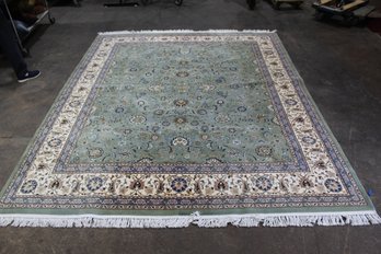 Handwoven Persian-Style Area Rug - 119' X 97' - Green Floral Motif