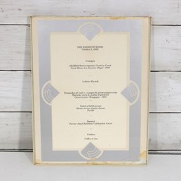 Framed Vintage Menu Print The Rainbow Room  Rockefeller Center NYC  11' X 8.5'
