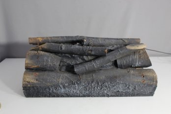 Vintage Electric Faux Fireplace Log Set With Glowing Ember Effect