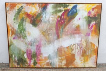 Large Abstract Expressionist Painting Signed SMC  Colorful Modern Art  41' X 55'