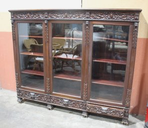 Vintage Henry Fuldner & Sons Carved Wooden Bookcase