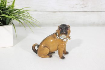 Vintage DRESDEN Style Porcelain Pug Dog Figurine-4.5'h