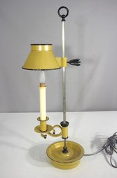 Vintage French Tole Bouillotte Lamp  Yellow & Black Adjustable Shade