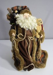 18' Rustic Santa Claus Christmas Tree Topper - Plaid And Fur Design