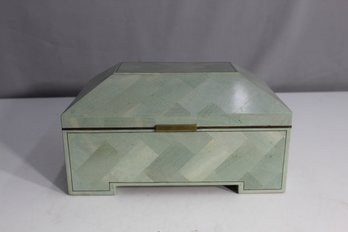 Vintage Wooden And Brass Inlay Jewelry Box