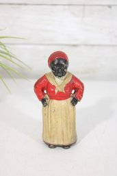 Vintage Black Americana Cast Iron Mammy Coin Bank  Hand Painted  5'