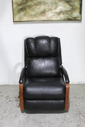 La-Z-Boy Black Leather Recliner With Wood Accents  39'H X 27'W X 19'D