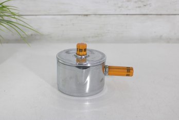 Vintage Farberware Chrome Coffee Creamer Pot  Art Deco Butterscotch Bakelite Handle  3.5' Tall