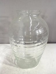 Vintage Large Hand-Blown Clear Glass Vase  Textured Pattern