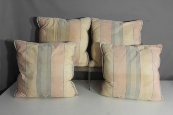 Set Of 4 Vintage Decorative Throw Pillows - 17' X 17' - Pastel Stripe Design