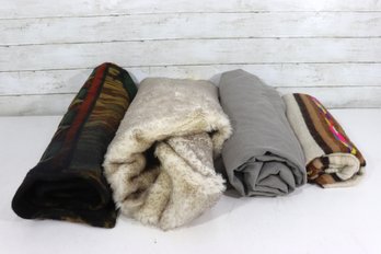 Vintage Woven & Textured Textile Lot  Tribal, Neutral & Patterned Fabrics  5 Pieces