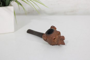 Vintage Carved Dog Head Smoking Pipe  Figural Briar Style Pipe  6'