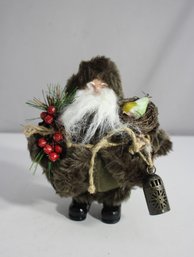 Rustic 16' Santa Claus Figurine With Lantern And Bird Nest