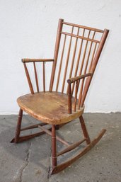Vintage Wooden Spindle Back Rocking Chair - Rustic Primitive 34'H X 21.5'W X 14.5'D