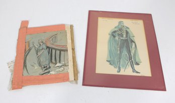 Vintage Theater Costume Design Artwork & Sketch  Signed Figural Studies  Framed & Unframed Lot