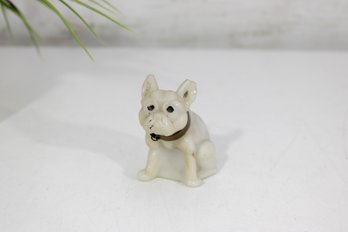 Westmoreland Milk Glass Dog Figurine With Collar  Vintage Animal Figurine  2.5'
