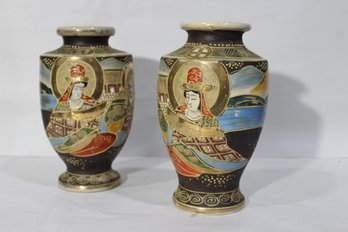 Pair Of Antique Japanese Satsuma Vases