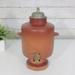 Vintage Terracotta Clay Water Dispenser W/ Spigot  Crackle Glaze Beverage Pot  13' Tall