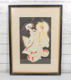 Sadanobu Hasegawa Japanese Woodblock Print  Elegant Geisha Figure  Framed 23' X 17'