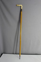 Vintage Walking Stick With Resin Handle And Metal Tip
