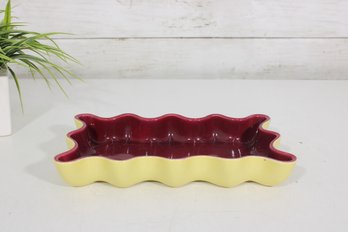 Vintage Catalina Pottery USA Scalloped Dish  Mid-Century Modern Fluted Pie Pan  9' X 6'