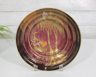 Vintage Carlton Ware Rouge Royale Stork & Willow Ribbed Bowl  England  9' Round