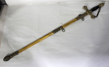 Ornate Vintage Ceremonial Sword With Scabbard, Signed 'Mortimer Liebling'