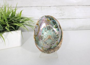 Vintage Abalone Shell Desk Clock  Martinique  7' Tall  Iridescent Nautical Dcor  Untested