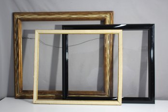 Group Lot Of 3 Assorted Picture Frames  Wood And Gloss Black