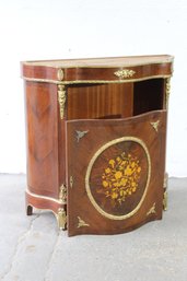 3-Antique French Style Inlaid Marquetry Cabinet With Gilded Brass Ormolu