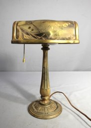 Antique Machine Age Cast Iron Bronze Wash Bankers Desk Lamp
