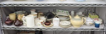 Shelf Lot Of Mixed Pottery & Ceramics  Bowls, Vessels, Cups & Decorative Pieces