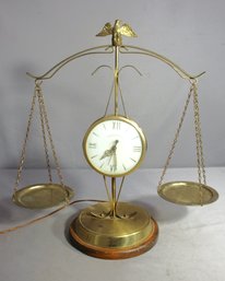 United Brass Clock Scales Of Justice Vintage Made In The USA