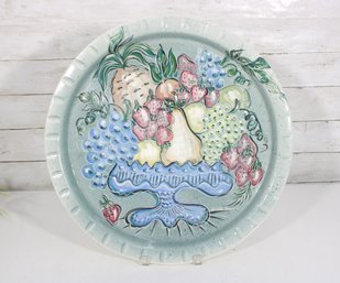 Large Hand-Painted Ceramic Fruit Platter  Decorative Wall Plate  18.5' Round